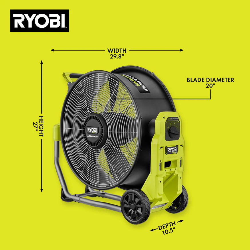 ryobi outdoor fan dimensions