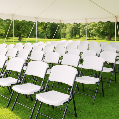 white folding facing sitting forward under tent