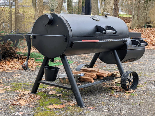 outdoor smoker in a forest setting