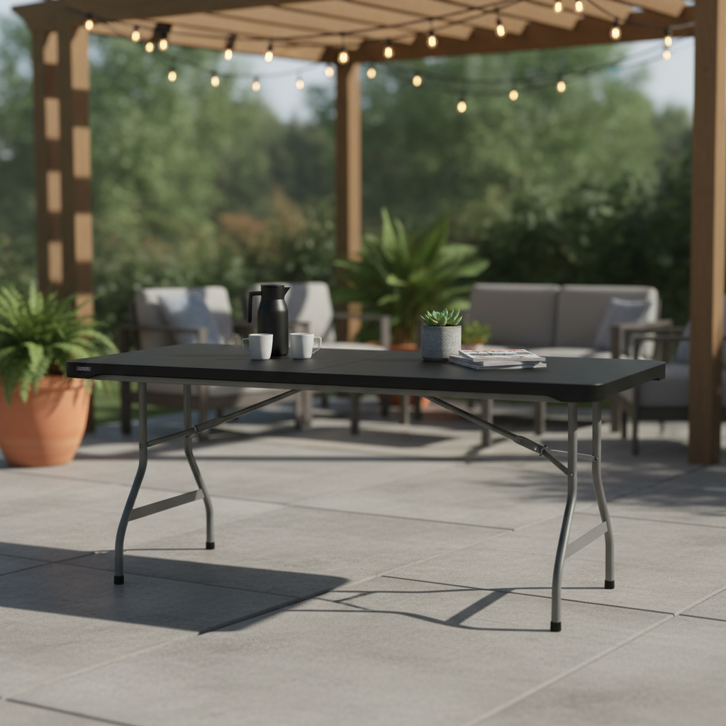 Black 6 foot table product photo