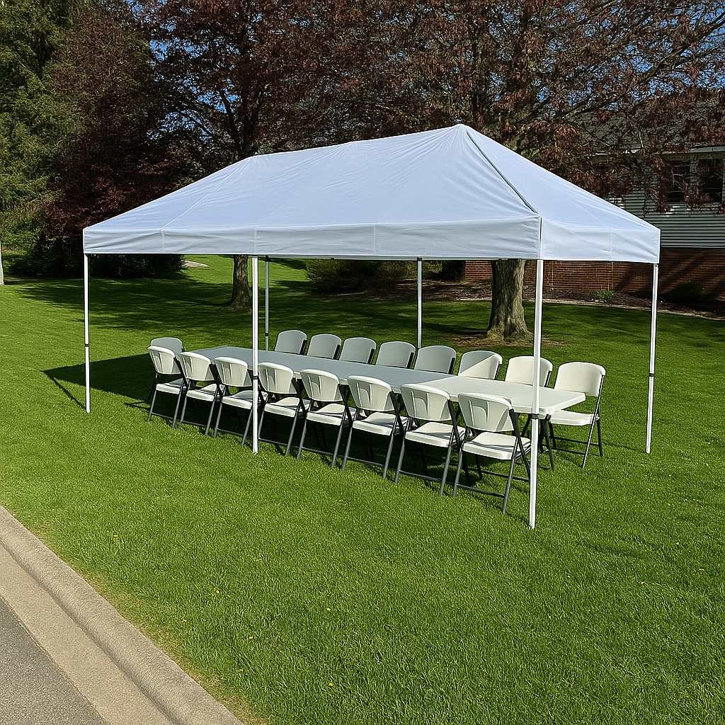tent set up in front yard